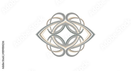 Elegant Abstract Silver and Gold Knotwork Design Element isolated PNG with Transparent Background