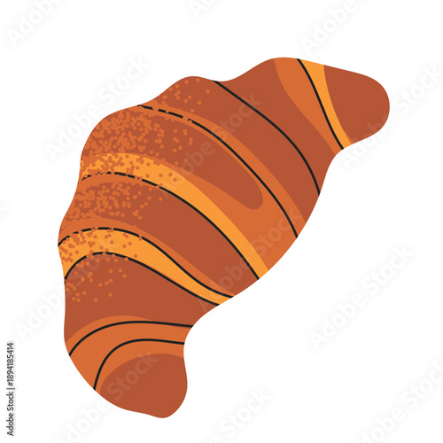 Cute croissant pastry vector illustration. Cozy spring bakery element for Easter collections, packaging, stickers, kids design and festive food decor.
