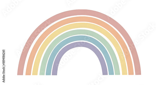 Pastel Rainbow Arch with Soft Muted Colors isolated PNG with Transparent Background