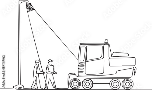 Crane lifting heavy load with workers nearby on construction site