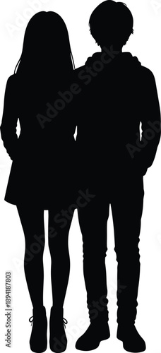 man, woman, couple, standing, close, together, arms, embrace, black, white, background, shadow, outline, 