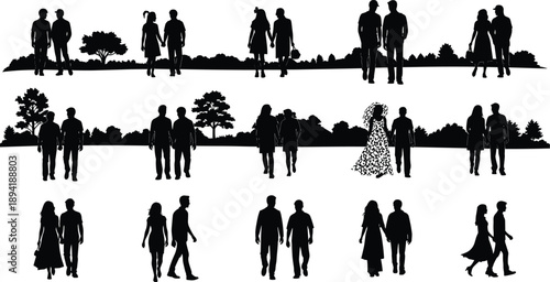  landscape, shadows, figures, walking together, park scene, nature scene, outdoor 
