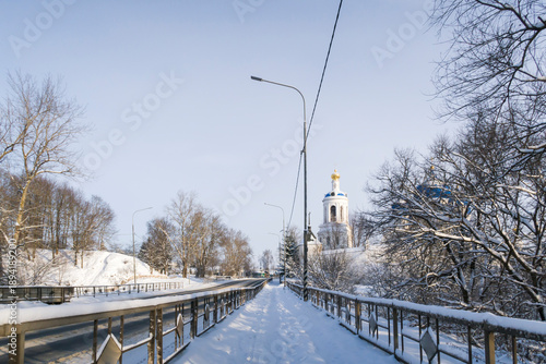 snow covered road in winter