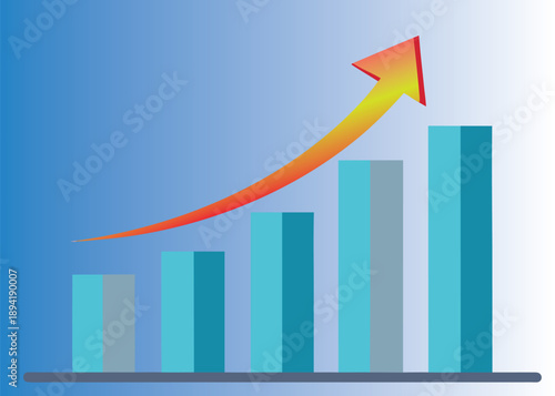 Business growth bar chart upward arrow financial success illustration