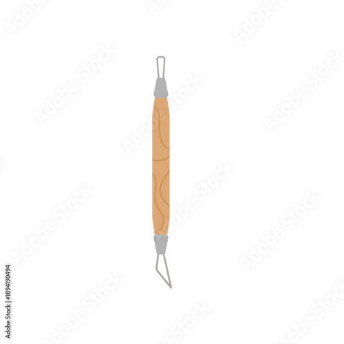  Modern pottery tools. Wooden tools for clay sculpture equipment. Vector illustration