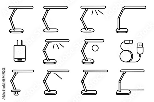 Lighting usb structure desk compact oval accessory lamp vector light icon bar