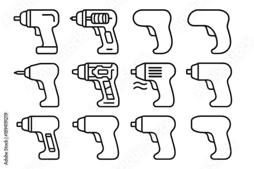Icon protection outline vector screwdriver compact smooth coating inlet charging cordless