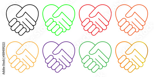 Handshake Heart Icons Collection