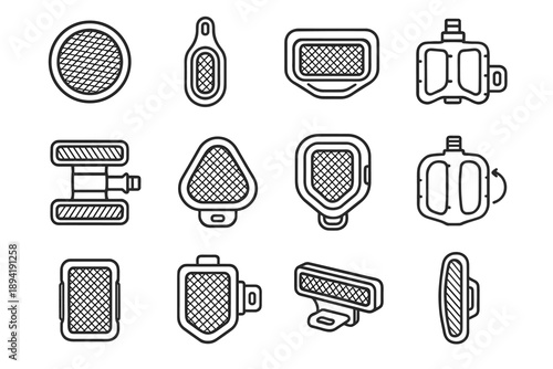 Pedal reflector bike reflective axle surface icon insert gear safety vector