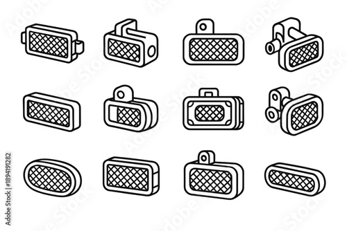 Pedal icon lens safety bike marker reflective reflector amber reflections vector