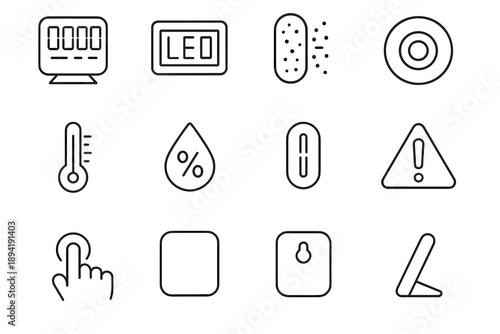 Monitor casing voc support air display airflow vector icon sensor temperature quality