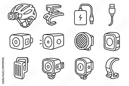 Light beam bracket usb curved bike lamp helmet rechargeable adapter emitter vector