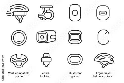 Ultralight cradle helmet ring glow vector mount composite bike icon case