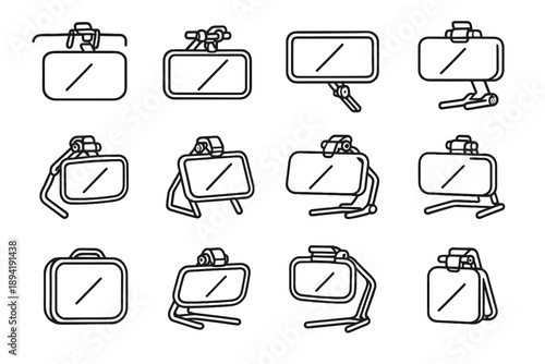 Lens industrial adjustable contacts support icon clip slim compact magnifier vector icons