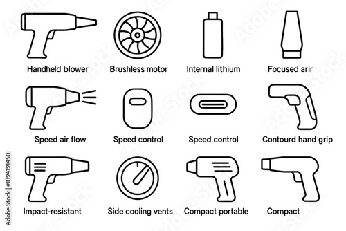Vector dial socket blower icon air cooling outlet portable nozzle motor tactile