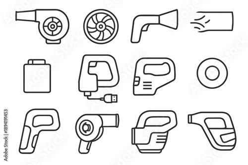 Interface airflow louvers housing sleek icon tube usb blower electric portable vector