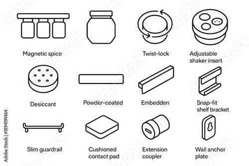 Wall anchor plate shaker cushioned magnet desiccant magnetic spice rack icon coupler