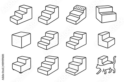 Stair animal modular ladder vector steps pet stairs icon support base step