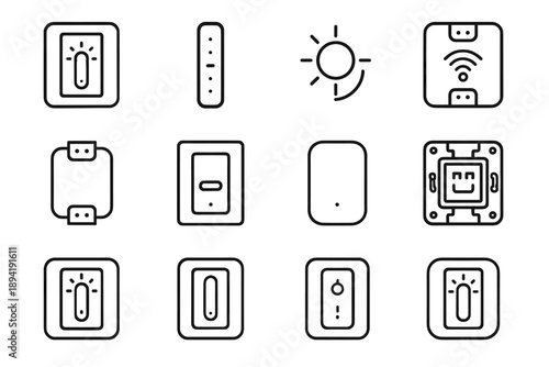 Control device wireless internal light chipset smart home icon scale module vector