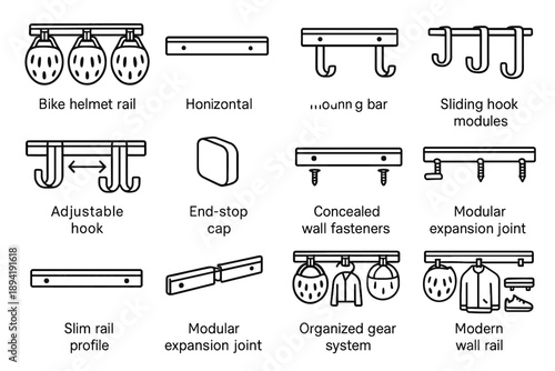 Solution icon bar spacing wall bike gear caps helmet vector joint slim