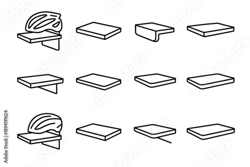 Panel holder modern shelf icon helmet interior matte mounting vector bike organizer