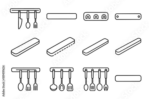 Profile clean strip magnet screw magnetic icon kitchen vector organizer holder embedded