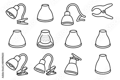 Rounded shade lamp light cover modern clip icons layer icon vector part