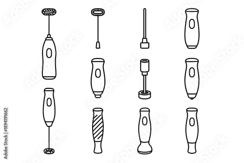 Form foamer whisk interface electric frother smooth stainless internal icon vector grip