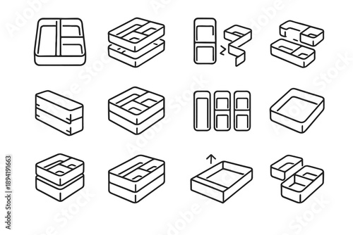 Modules divider icons modular insert units vector tool storage drawer icon