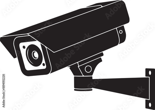 Cctv security camera silhouette vector illustration.