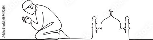 Continuous one drawn line cargo ship silhouette. one line Art icon drawing vector