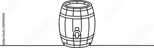 barrel drink vintage object one line art design vector, one line Art icon drawing vector