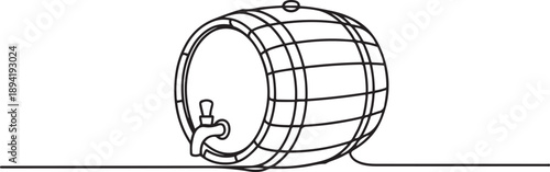 barrel drink vintage object one line art design vector, one line Art icon drawing vector