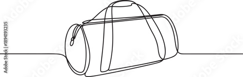 One continuous line drawing fitness bag. Sport bag in single line illustration. one line Art icon drawing vector
