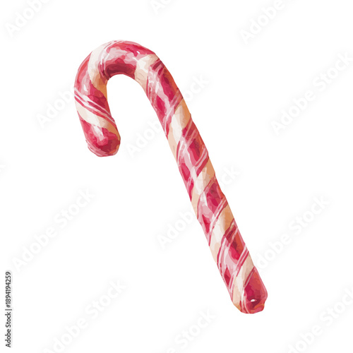 Isometric-style watercolor depiction of Candy Cane, set against a white background.