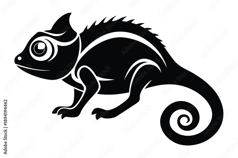 Fototapeta premium chameleon silhouette line art vector illustration with a white background