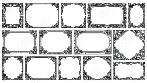  Set of decorative vintage frames and labels vector illustration