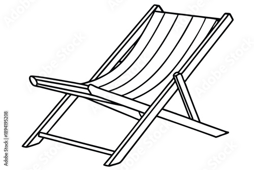 beach chair silhouette line art vector illustration with a white background