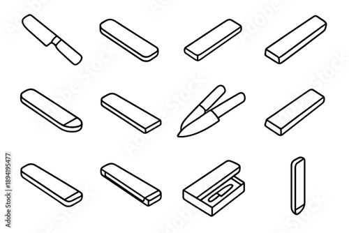 Magnetic vector form silhouette lightweight guard straight core knife icon blade tapered