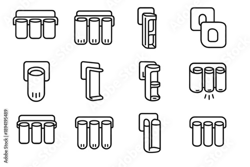 Wall holder mount hygiene surface clean matte minimal brush icon vector utility