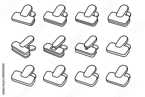 Wide magnetic compact vector flat plastic organizer simple aesthetic icons icon clip