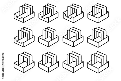 Caddy office smooth matte language modern finish document icons reinforced icon vector