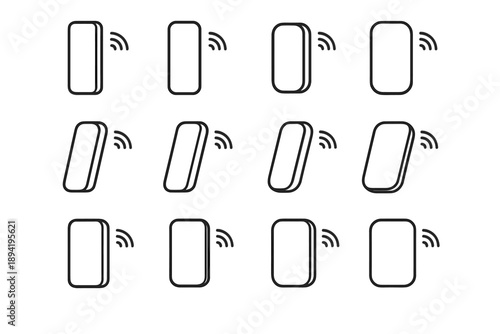 Smooth icon tech vector rectangular shell smart connected wireless fridge minimal icons