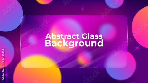 Abstract Purple Glassmorphism Background with Glowing Neon Orbs and Bokeh Effect