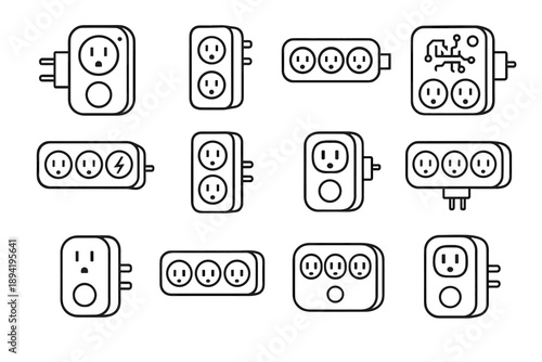 Vector control rectangular insulated casing body icon indicator plug smart home sockets