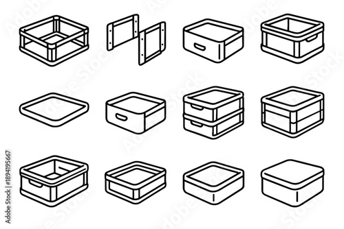 Drawer compact organizer icon foldable rounded vector box functional form reinforced smooth