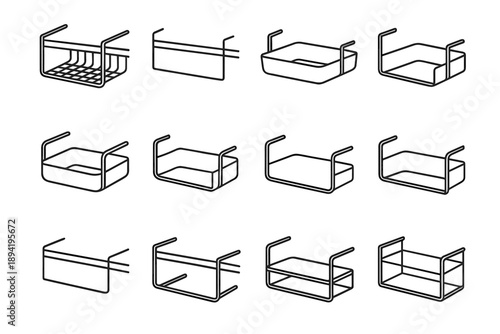 Storage under icon modern vector organizer construction shelf functional edges basket rounded
