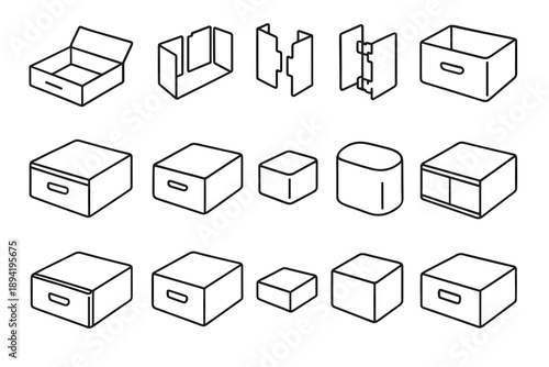 Icon surface lightweight modern vector functional simple recessed drawer structure joints foldable