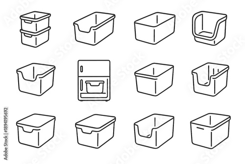 Icon bin storage outline stackable vertical edges clean vector stacking top look
