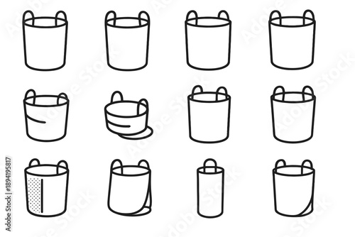 Bag outline durable vector basket hamper base tool icons handles icon foldable